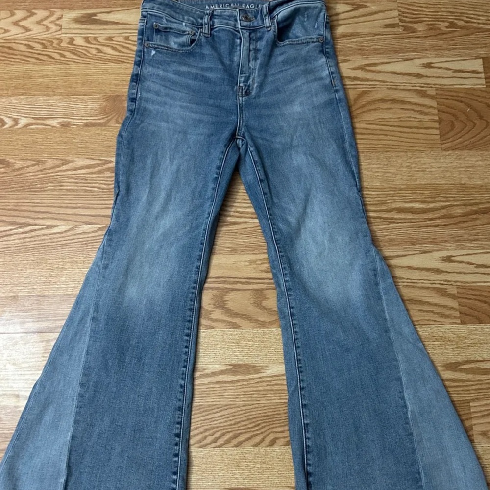 American Eagle Blue Flare Wide Leg Jeans